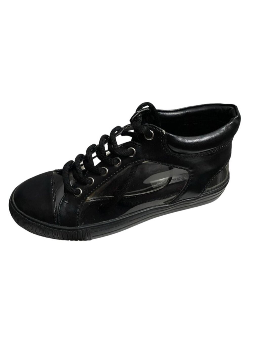 BCBGeneration Women's Black Low-Top Transparent Lace-Up Sneakers
